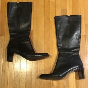 Black Leather Etienne Aigner Knee High Boots